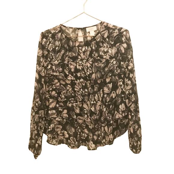 Loft outlet semi sheer ruffle front blouse size XS - Picture 2 of 6